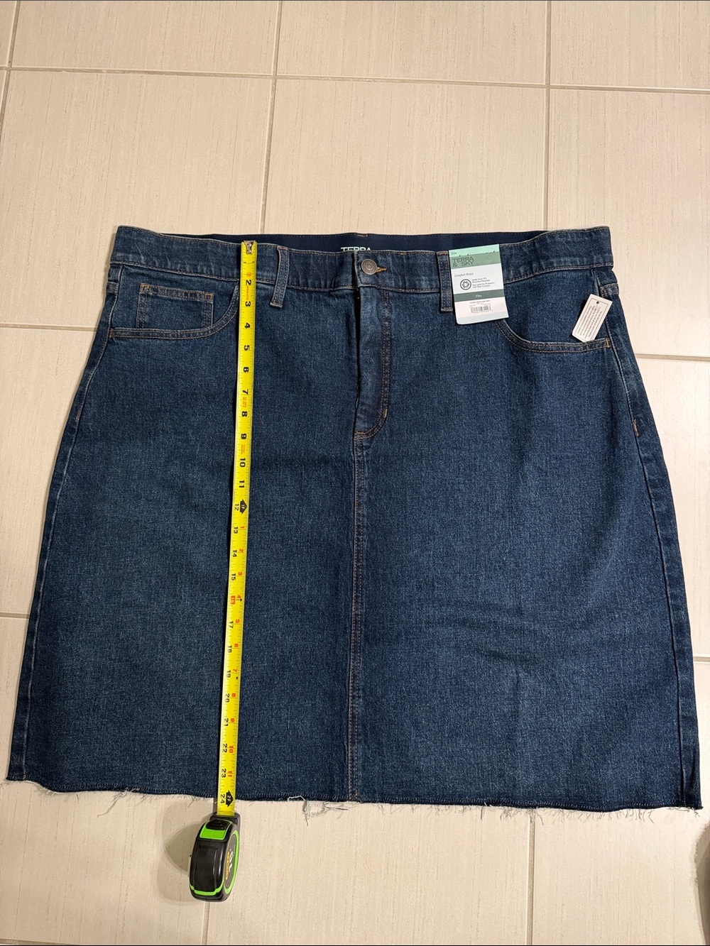 NWT Terra & Sky Dark Blue Denim Mini Skirt